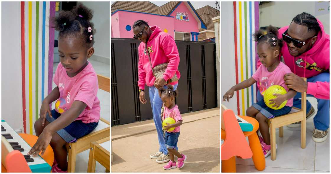 Medikal and Island Frimpong at her school