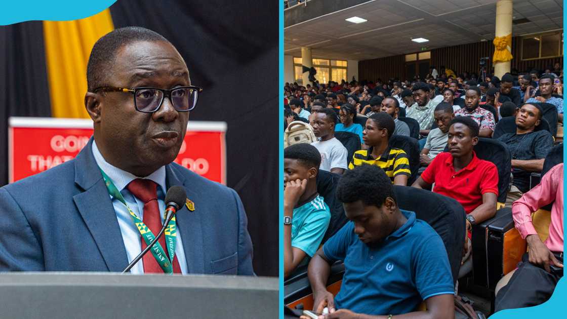 KNUST freshmen in an orientation lecture KNUST freshmen in an orientation lecture