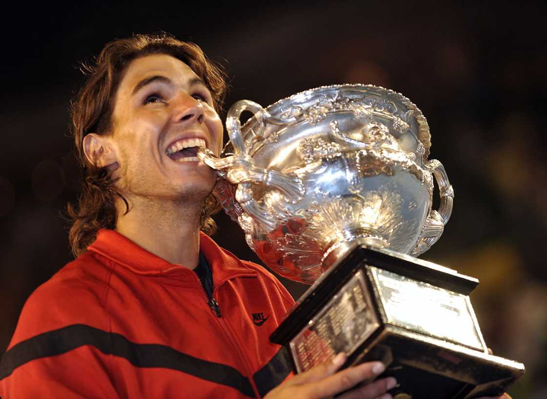 Rafael Nadal of Spain holds the trophy Rafael Nadal of Spain holds the trophy