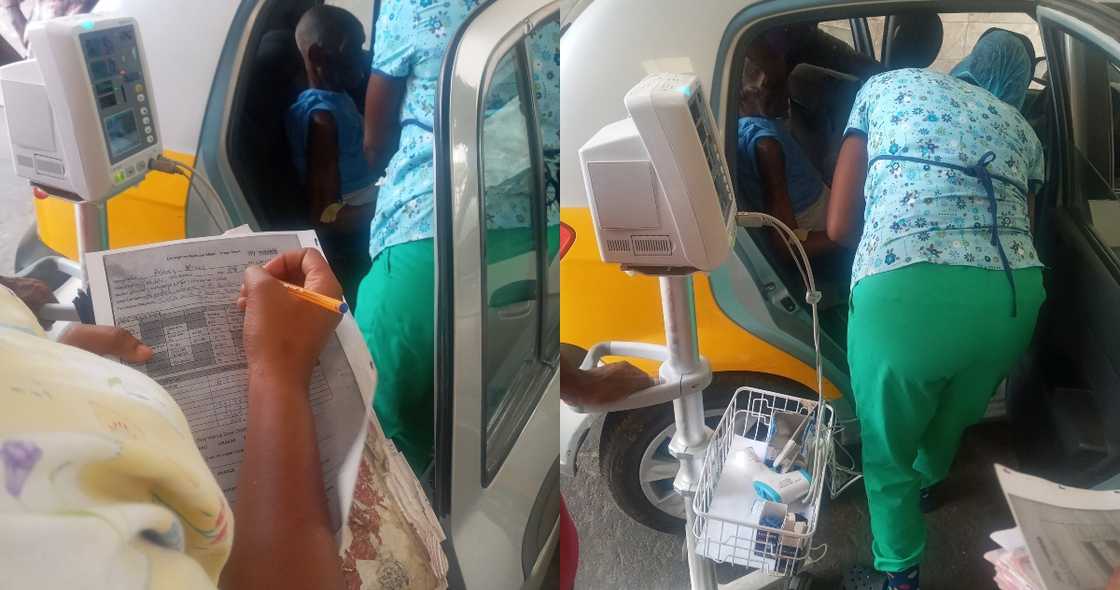 Ghanaian man gets attended to in taxi over lack of bed after being rushed hospital Ghanaian man gets attended to in taxi over lack of bed after being rushed hospital