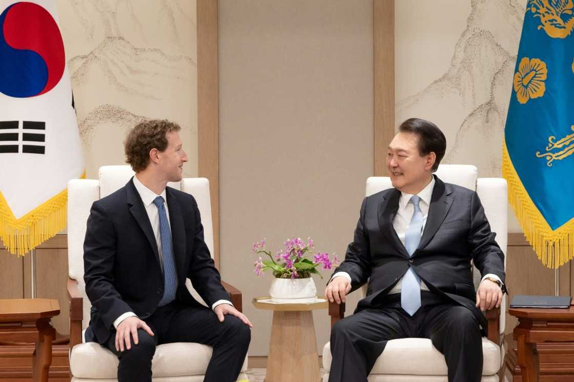 Meta chief Mark Zuckerberg met South Korea's President Yoon Suk Yeol in Seoul Thursday and discussed cooperation on AI and ways to prevent fake news circulation