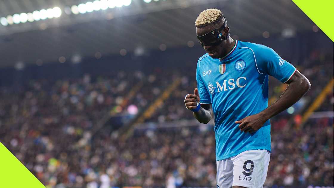 Victor Osimhen during a Serie A match for Napoli. Victor Osimhen during a Serie A match for Napoli.