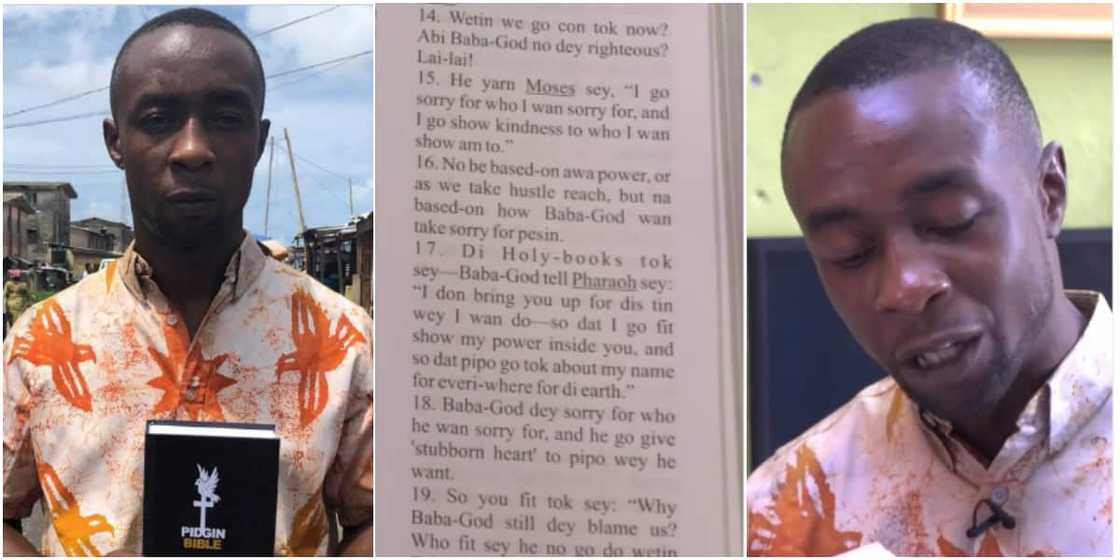 Salem Egoh translated the English bible to Pidgin Salem Egoh translated the English bible to Pidgin