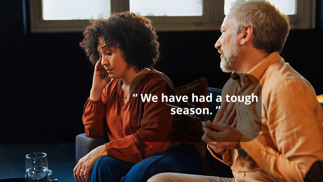 A man and woman talking