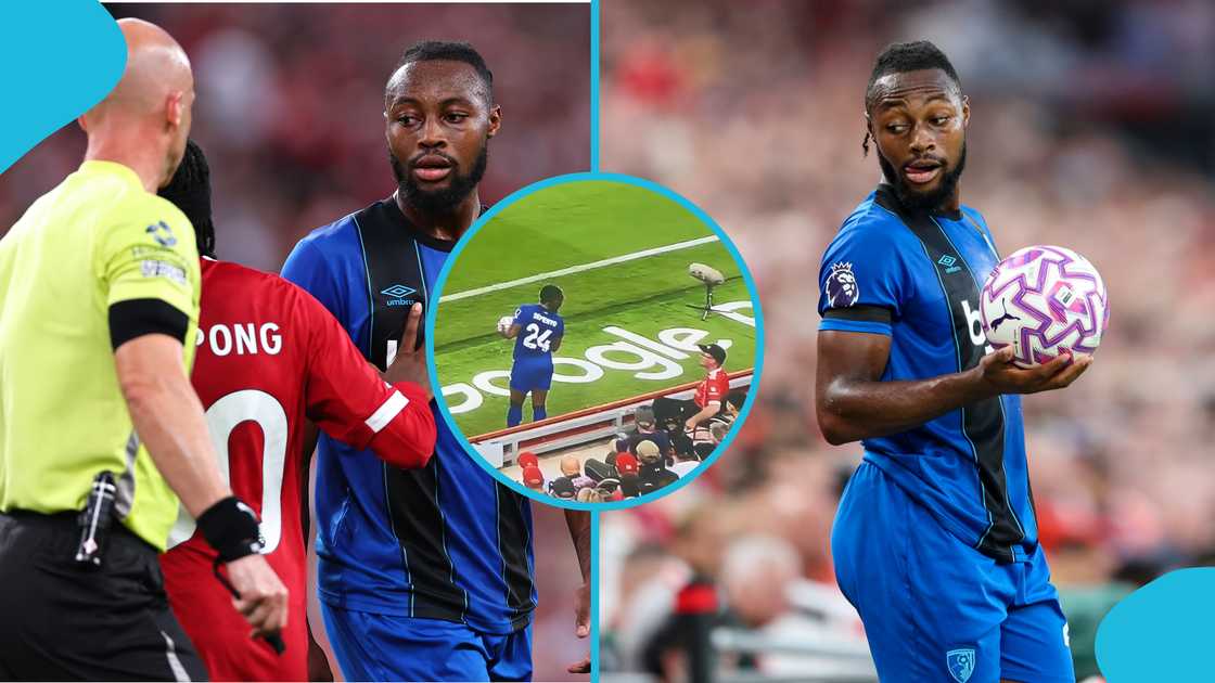 Antoine Semenyo, Andoni Iraola, Anthony Taylor, AFC Bournemouth, Liverpool, Premier League. Antoine Semenyo, Andoni Iraola, Anthony Taylor, AFC Bournemouth, Liverpool, Premier League.