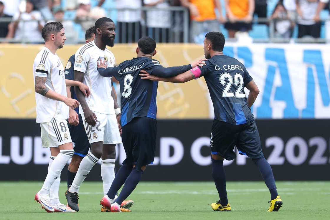 Antonio Rudiger, Gustavo Cabral, Real Madrid, Pachuca, Club World Cup Antonio Rudiger, Gustavo Cabral, Real Madrid, Pachuca, Club World Cup