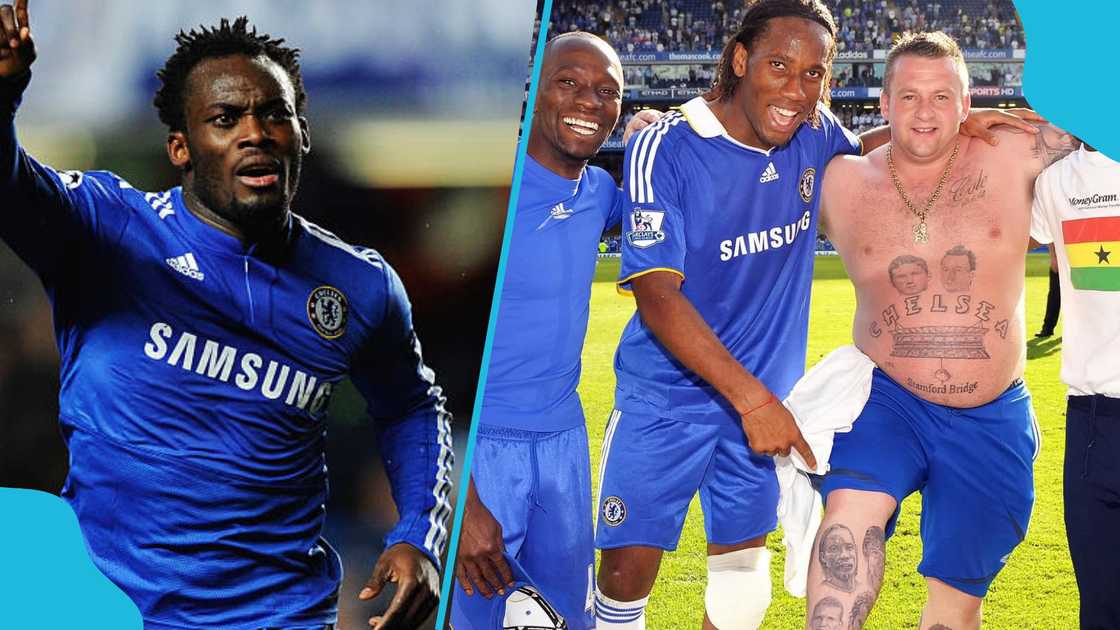Michael Essien praises Chelsea fan with his tattoo. Michael Essien praises Chelsea fan with his tattoo.