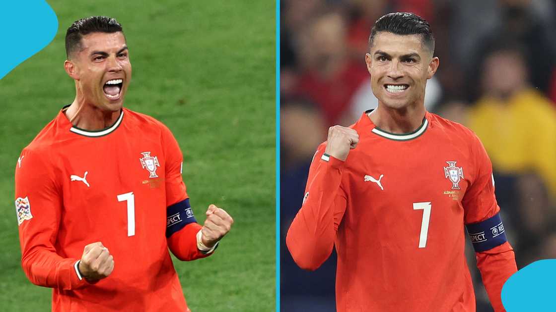 Cristiano Ronaldo celebrates after scoring in the semi-final of the UEFA Nations League against Germany. Cristiano Ronaldo celebrates after scoring in the semi-final of the UEFA Nations League against Germany.