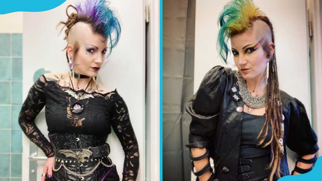 A woman in different types of goth style A woman in different types of goth style