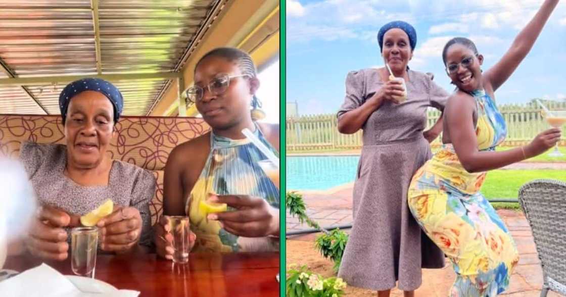 Woman takes granny out Woman takes granny out