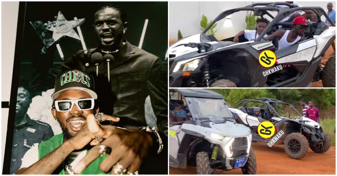 Black Sherif quad bikes with friends Black Sherif quad bikes with friends