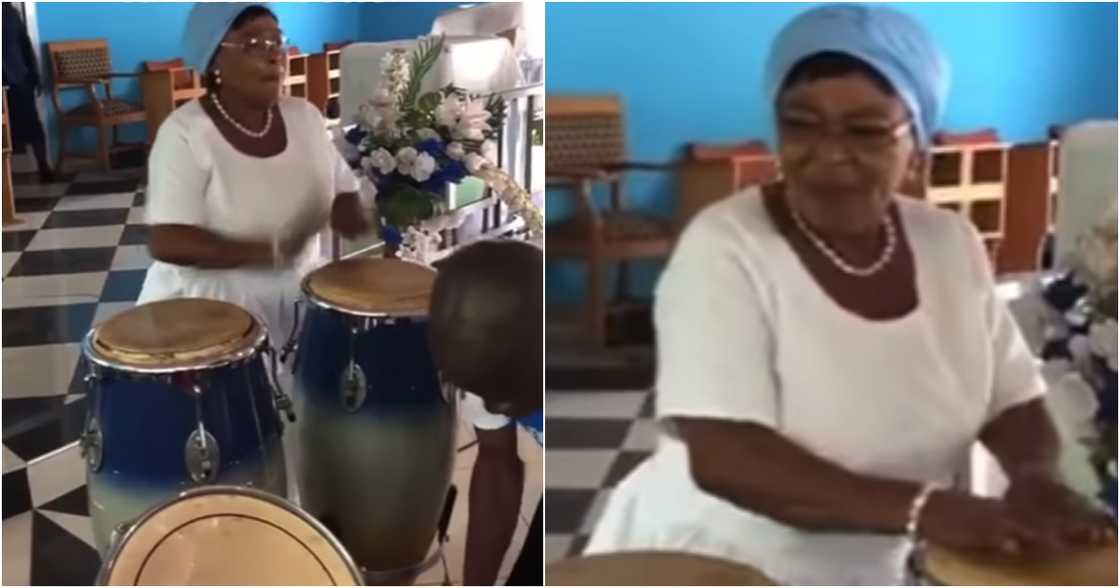Talented Ghanaian woman plays drums with energy Talented Ghanaian woman plays drums with energy