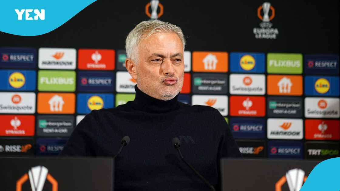 Jose Mourinho of Fenerbahce, speaks to the media in a post match press conference following the UEFA Europa League 2024/25 League Knockout Play-off First Leg match between Fenerbahce SK and RSC Anderlecht on February 13, 2025 Jose Mourinho of Fenerbahce, speaks to the media in a post match press conference following the UEFA Europa League 2024/25 League Knockout Play-off First Leg match between Fenerbahce SK and RSC Anderlecht on February 13, 2025