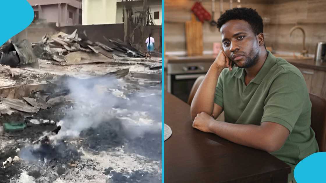 Ahodwo fire, Broken heart, Man burns houses, Girlfriend leave boyfriend. Ahodwo fire, Broken heart, Man burns houses, Girlfriend leave boyfriend.