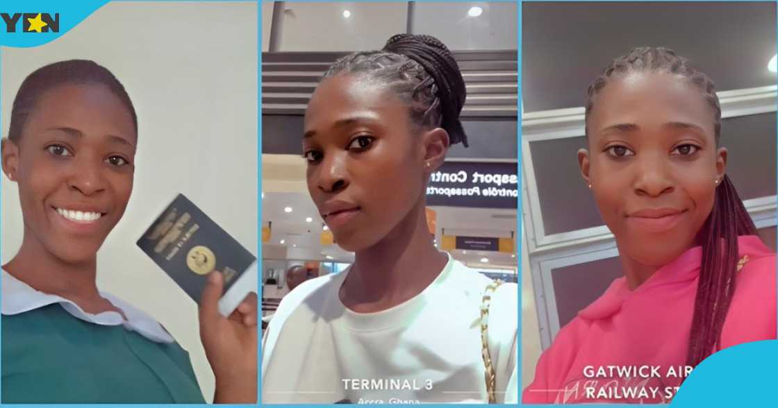 Photo of a Ghanaian nurse in the UK after leaving her post in Ghana. Photo of a Ghanaian nurse in the UK after leaving her post in Ghana.