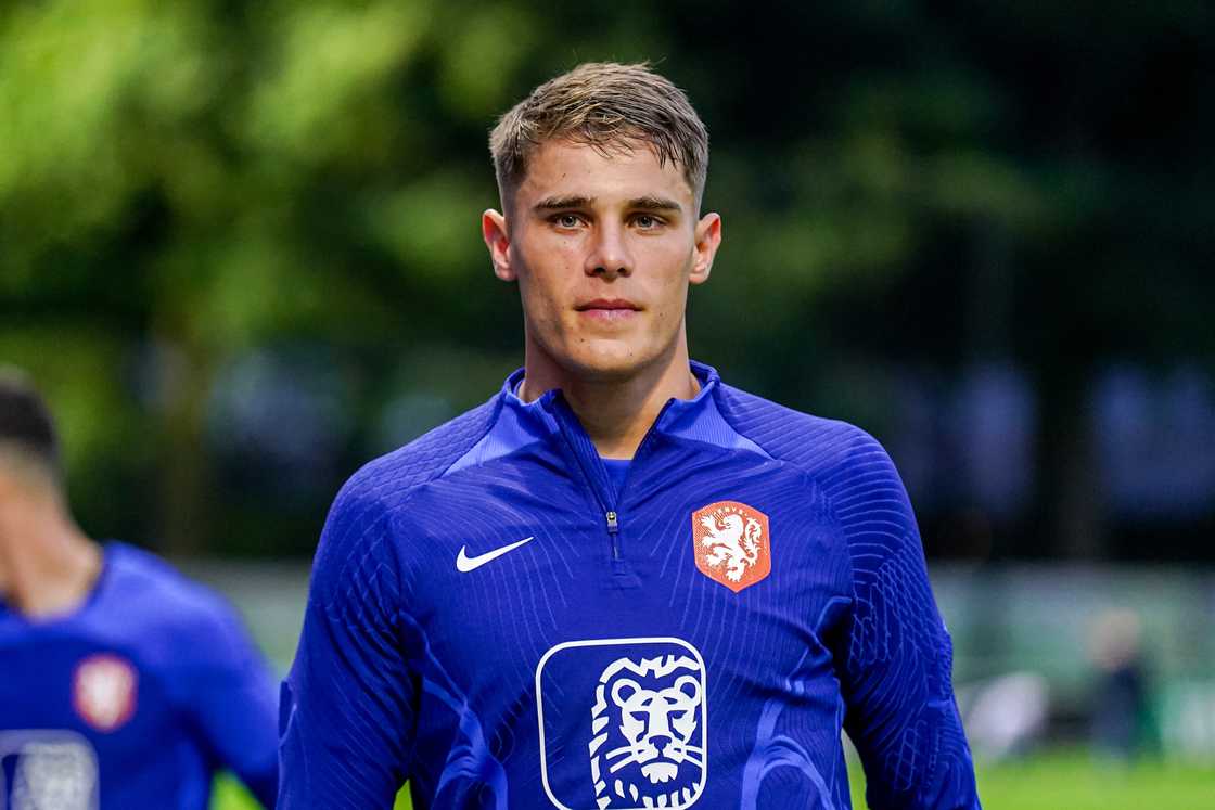 Micky van de Ven of the Netherlands during a Training Session of the Netherlands Mens Football Team Micky van de Ven of the Netherlands during a Training Session of the Netherlands Mens Football Team