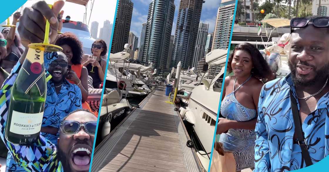 Hajia Bintu, Wesley Kesse and others were on a yacht in Dubai