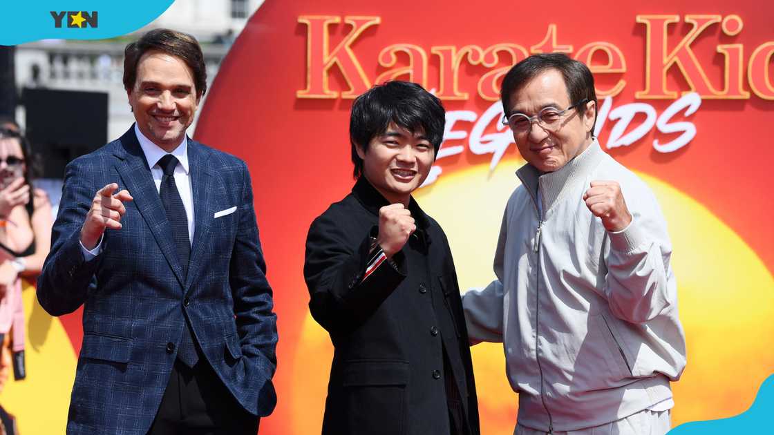 Ralph Macchio, Ben Wàng and Jackie Chan at the "Karate Kid: Legends" photocall. Ralph Macchio, Ben Wàng and Jackie Chan at the "Karate Kid: Legends" photocall.