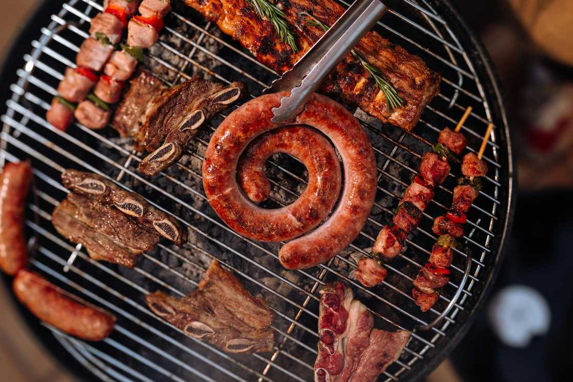 Roasting meat on barbecue Roasting meat on barbecue