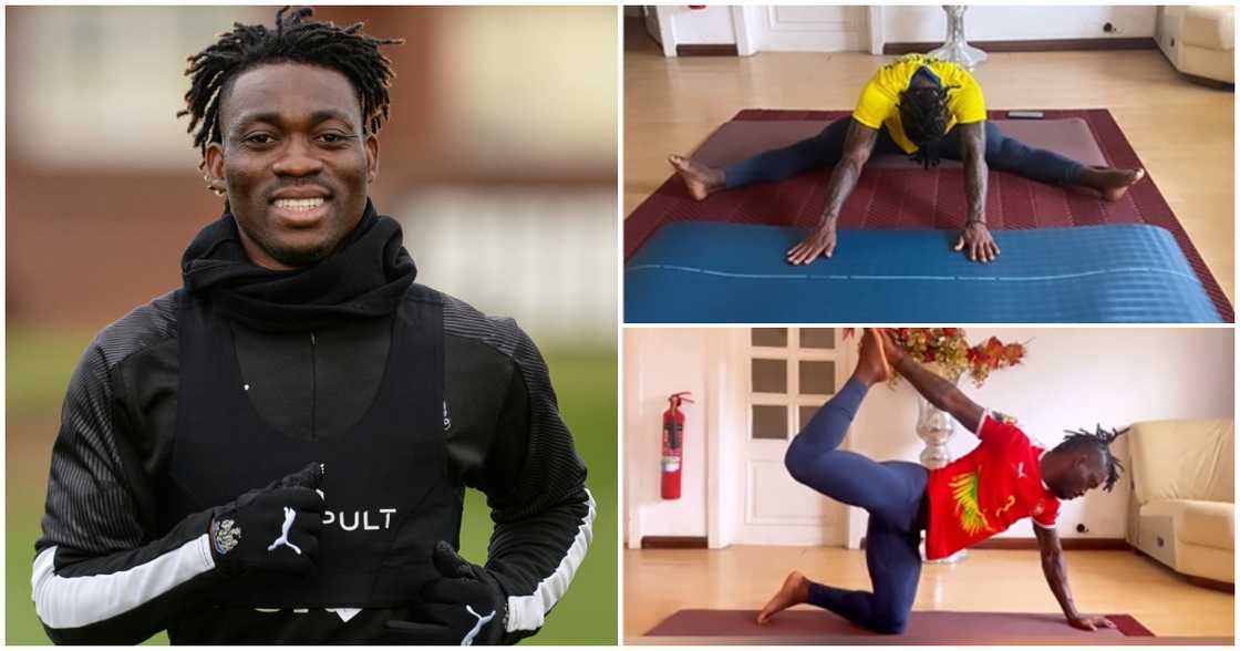 Christian Atsu during yoga lessons Christian Atsu during yoga lessons