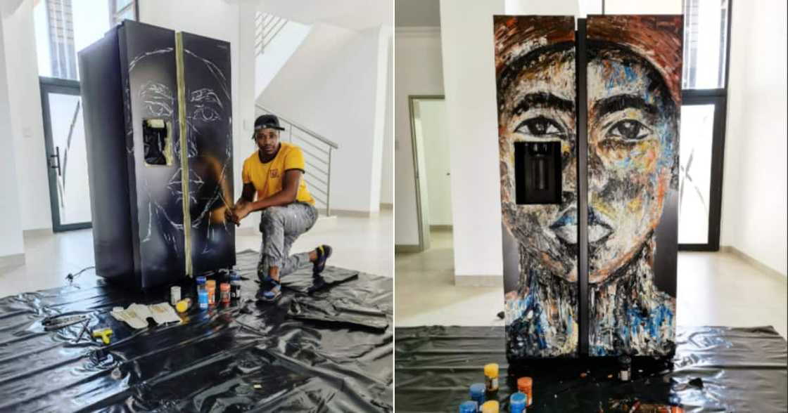 Ennock Mlangeni, Artist, Painting, Fridge, Twitter reactions Ennock Mlangeni, Artist, Painting, Fridge, Twitter reactions