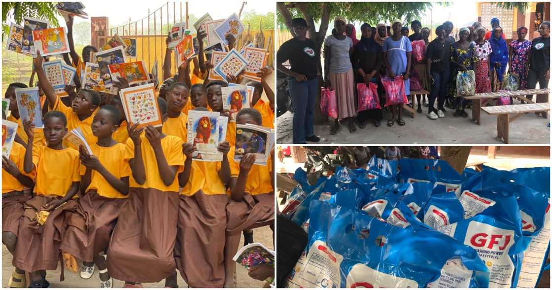 Photos of widows and schoolkids with goods from Make Someone Smile