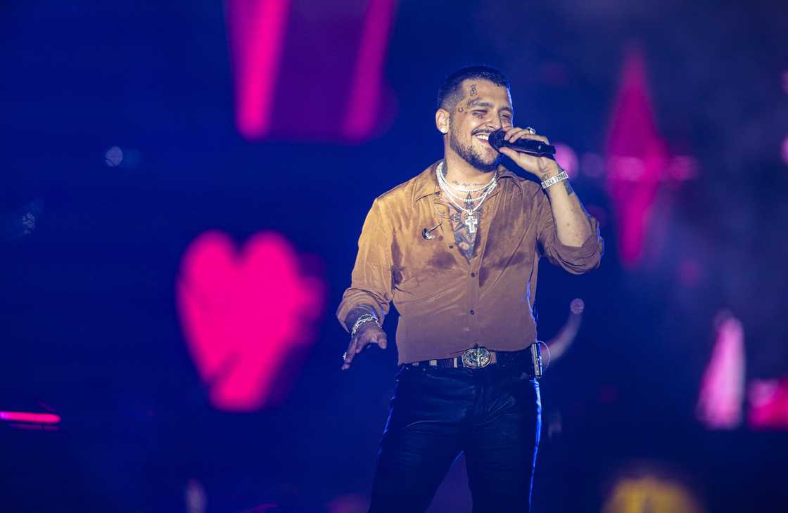 Christian Nodal performs during his "Forajido Tour" concert in Managua.