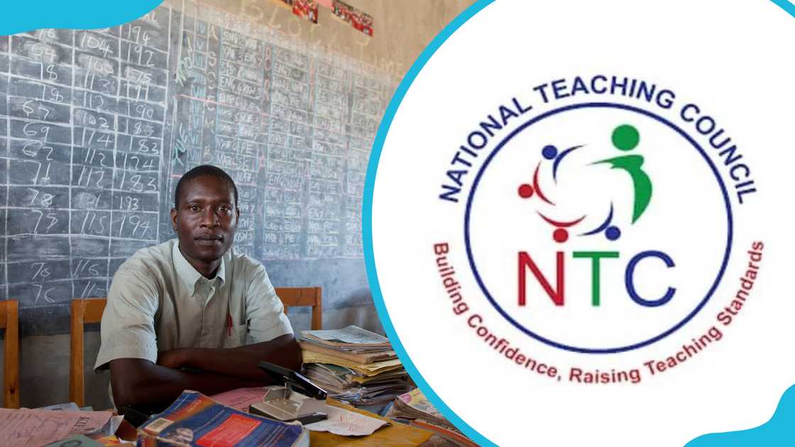 A teacher in the classroom (L) and the NTC logo (R)