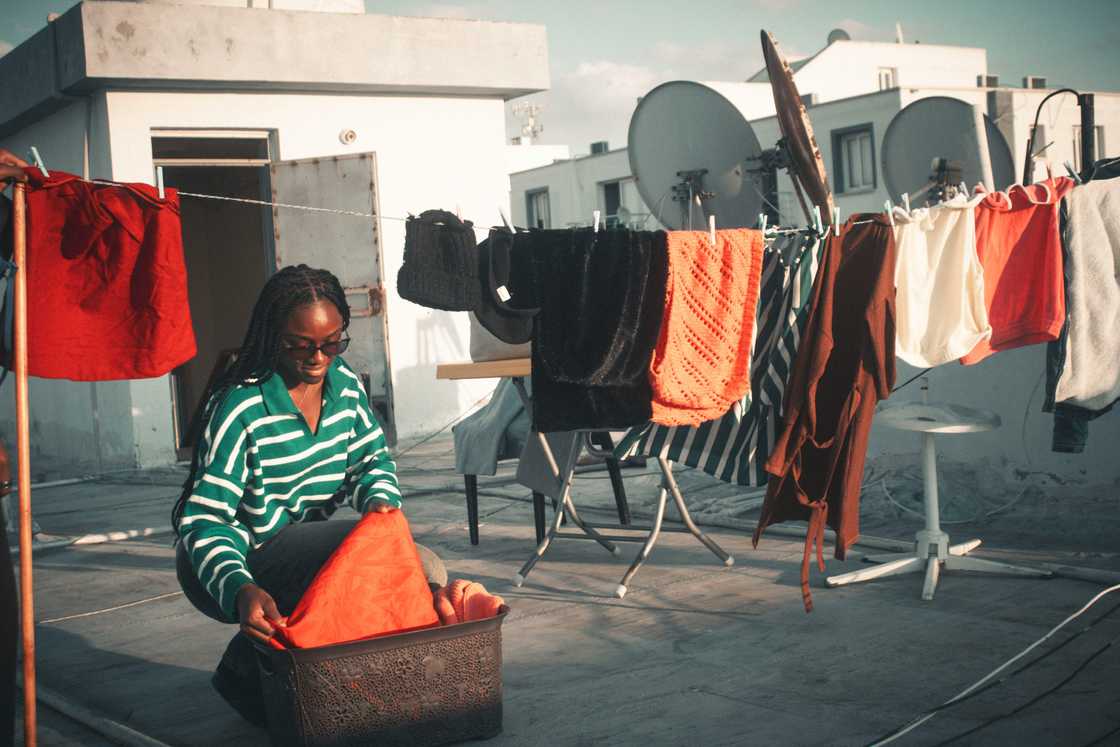 A woman doing her laundry
