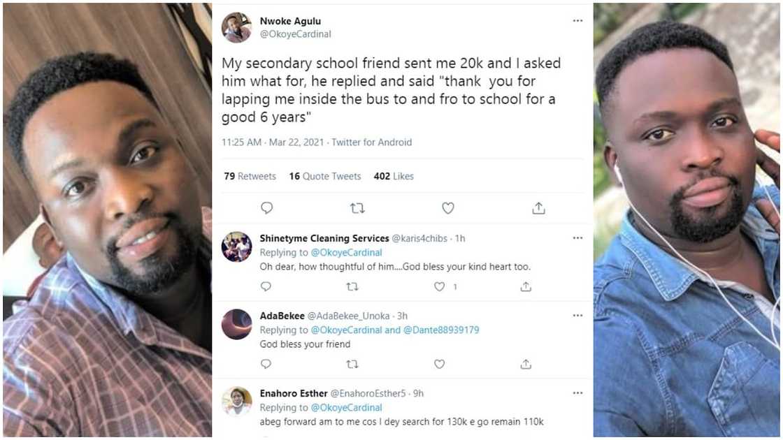 Nigerian man remembered by his old school mate for lapping him in school bus Nigerian man remembered by his old school mate for lapping him in school bus