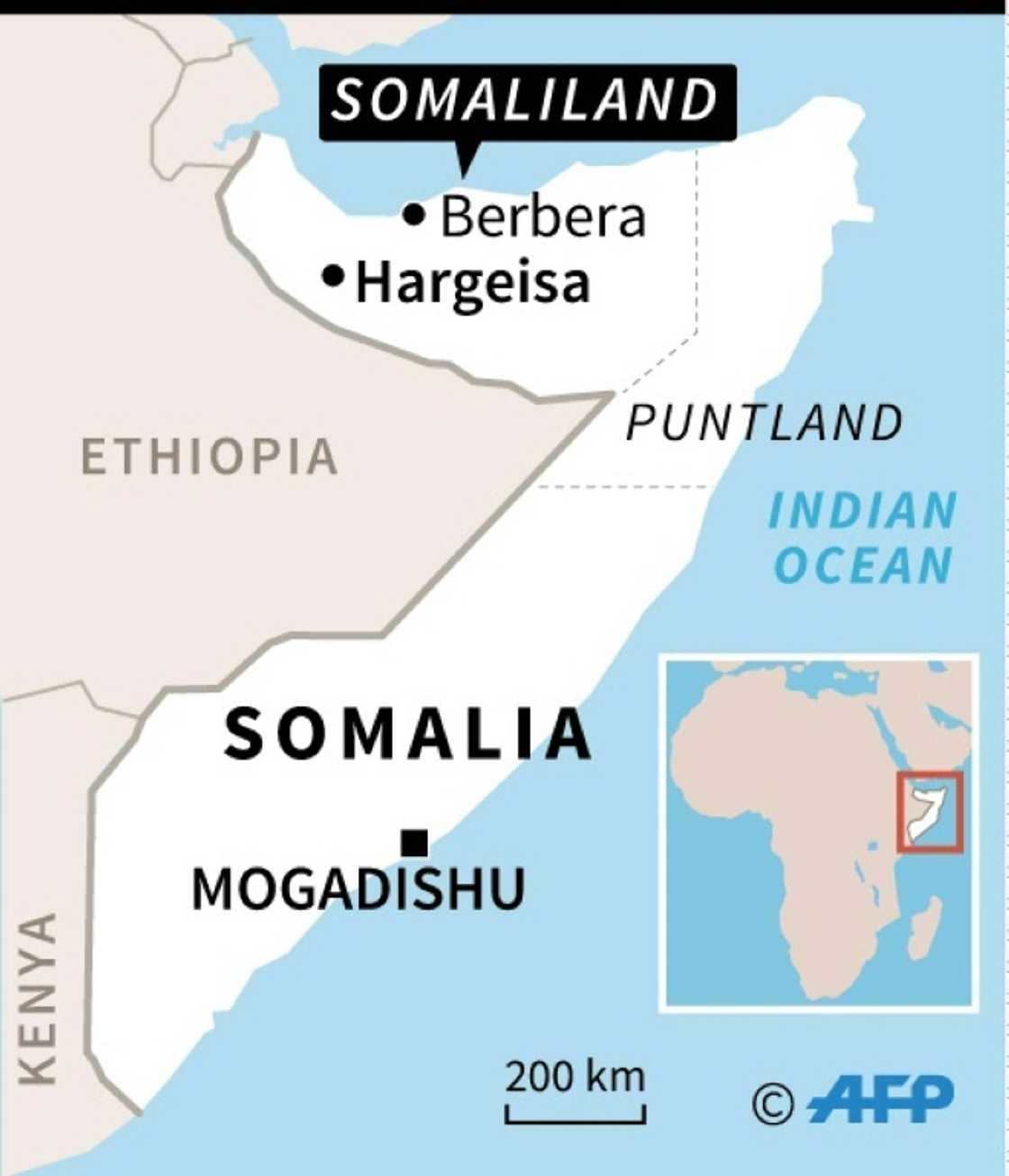 Map of Somalia locating Somaliland Map of Somalia locating Somaliland