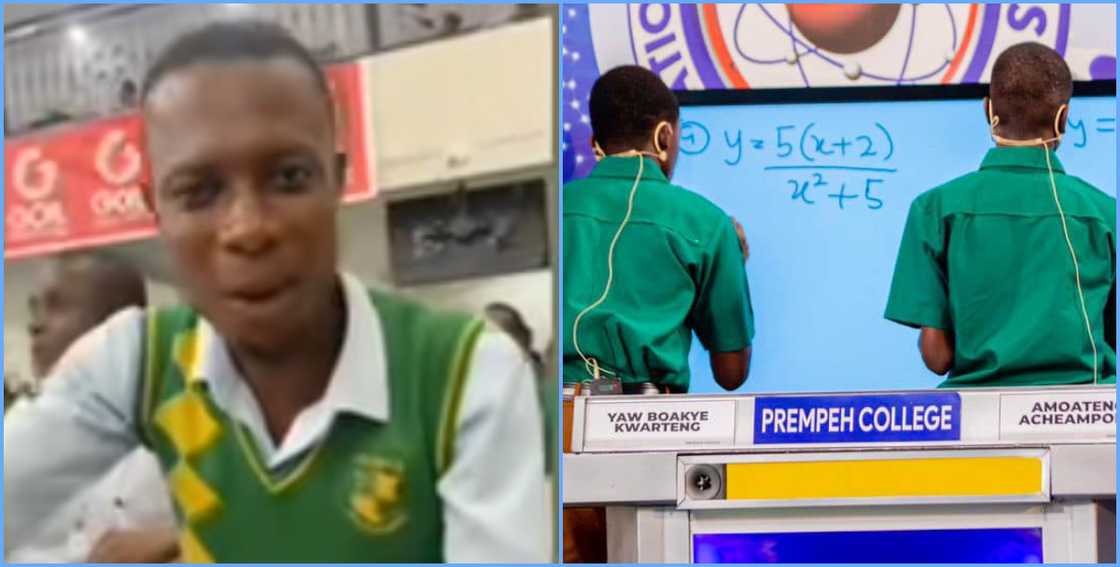 Photo of a Prempeh College supporter and the contestants Photo of a Prempeh College supporter and the contestants