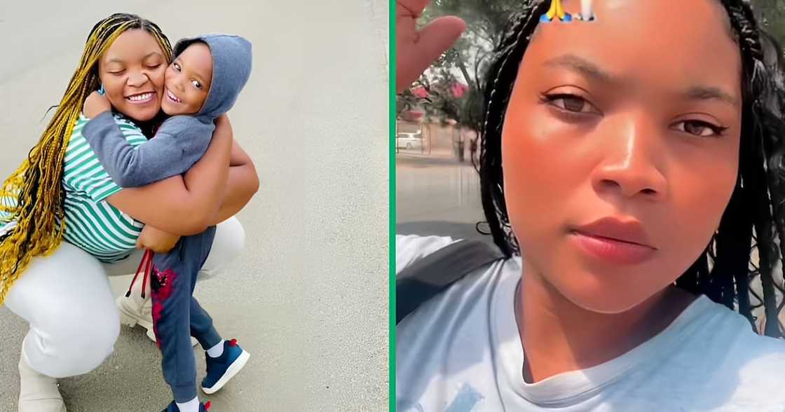 A TikTok video shows a woman travelling with her son overseas. A TikTok video shows a woman travelling with her son overseas.