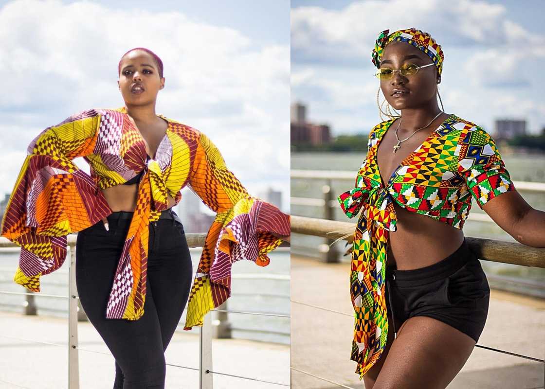 Women rocking Ankara beach tops Women rocking Ankara beach tops