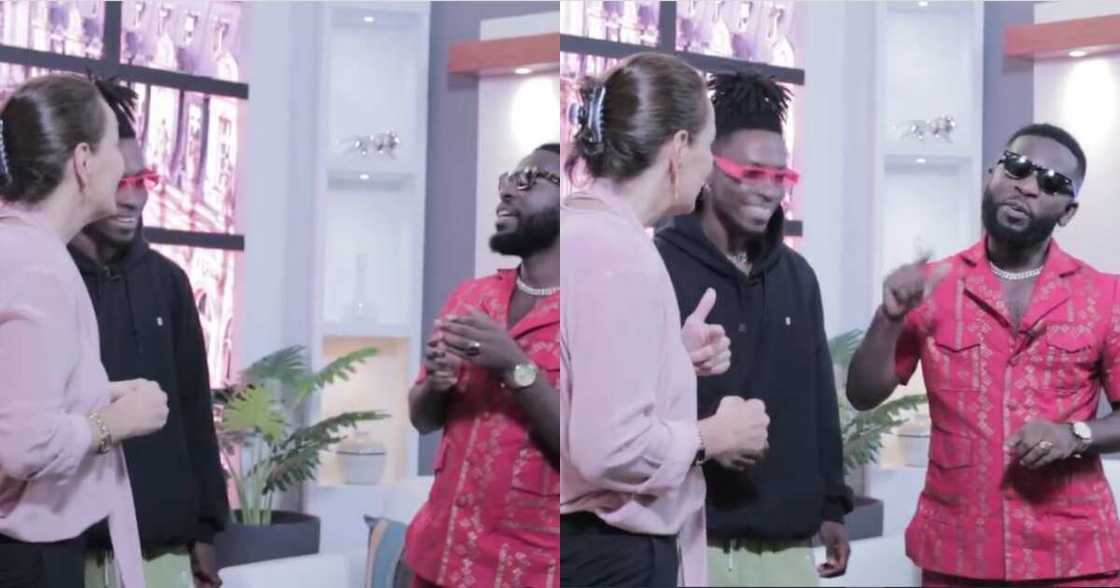 Bisa Kdei teaches French Ambassador lyrics of his song in hilarious video; Kwaku Manu laughs Bisa Kdei teaches French Ambassador lyrics of his song in hilarious video; Kwaku Manu laughs