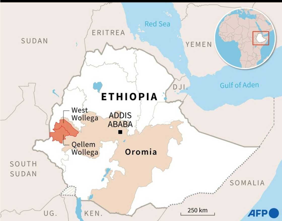 Map of Ethiopia locating the areas of West Wollega and Qellem Wollega in the region of Oromia Map of Ethiopia locating the areas of West Wollega and Qellem Wollega in the region of Oromia