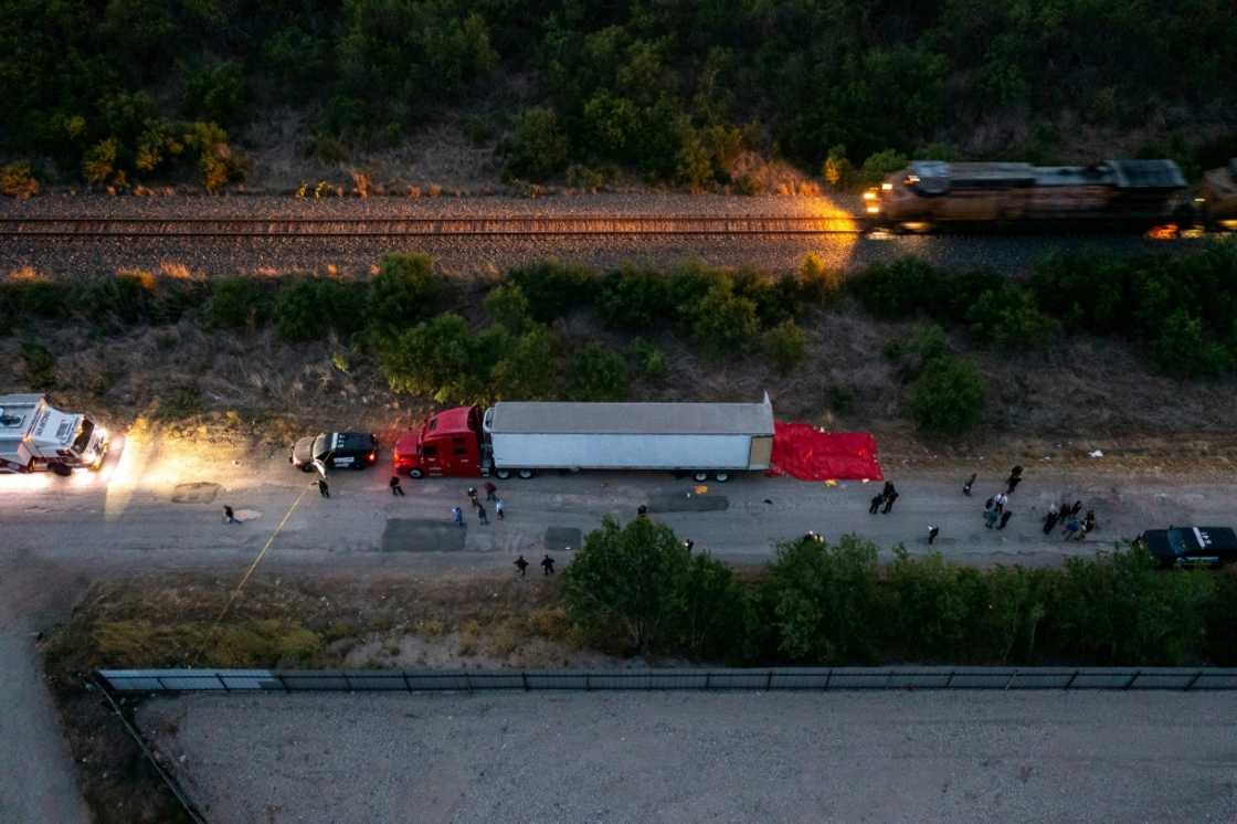 Dozens of migrants were found dead on June 27, 2022 after being abandoned in a sweltering tractor-trailer in San Antonio, Texas Dozens of migrants were found dead on June 27, 2022 after being abandoned in a sweltering tractor-trailer in San Antonio, Texas