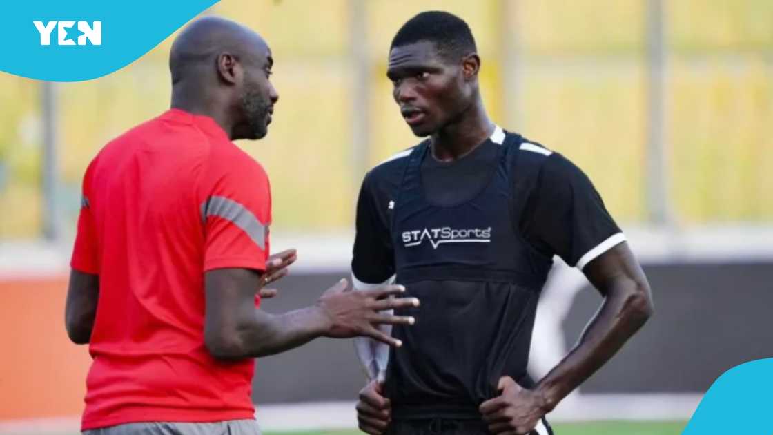 Otto Addo issues instructions to defender Jonas Adjetey ahead of Ghana's game against Madagascar. Otto Addo issues instructions to defender Jonas Adjetey ahead of Ghana's game against Madagascar.