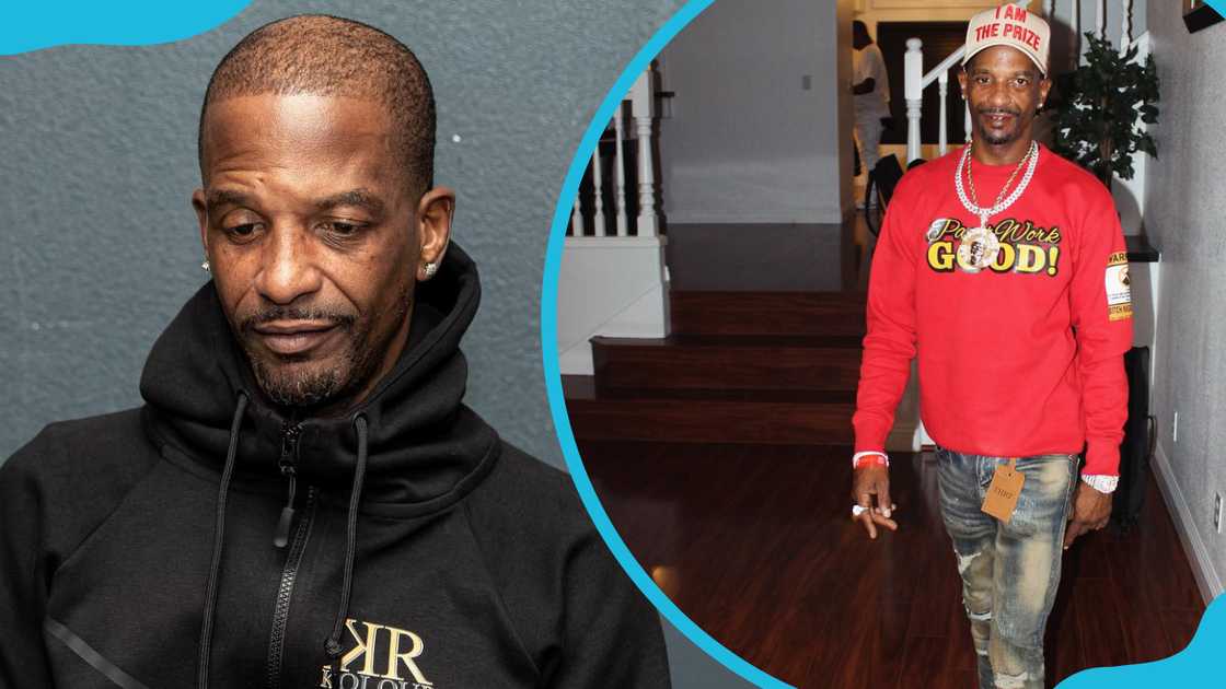 Charleston White showing off his new haircut (L). Charleston posing for a photo while standing on a wooden floor (R) Charleston White showing off his new haircut (L). Charleston posing for a photo while standing on a wooden floor (R)