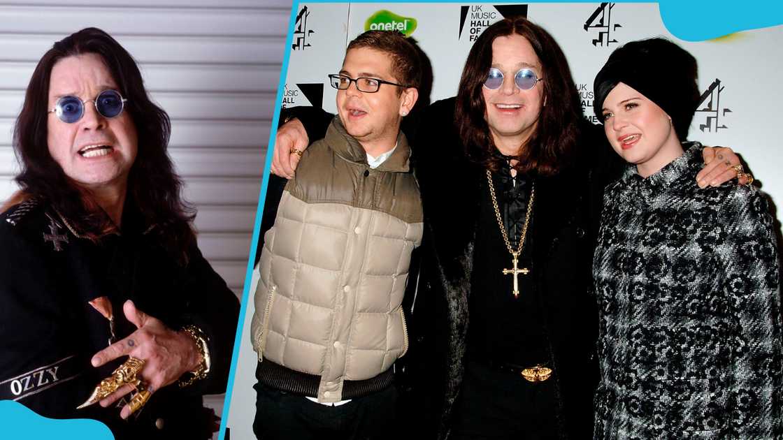 Ozzy during Comic-Con International Day (R). Ozzy with his children, Jack and Kelly, arrive at the live final of the UK Music Hall Of Fame (R).