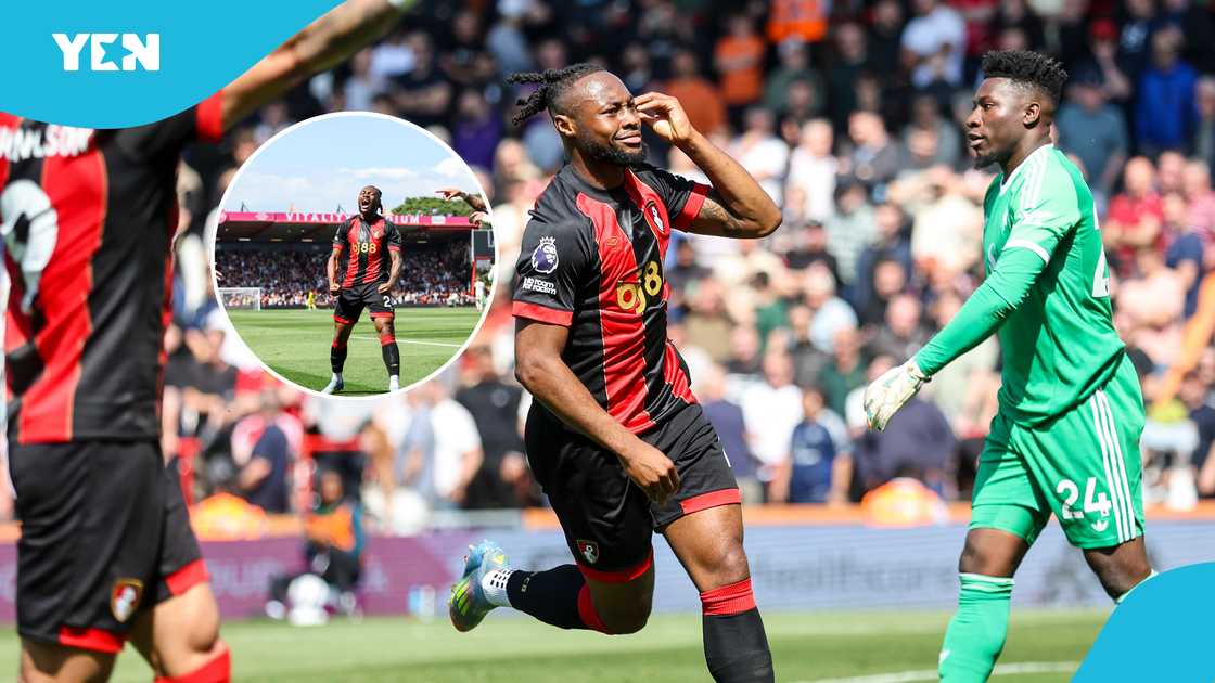 Antoine Semenyo of Bournemouth celebrates after scoring to make it 1-0 during the Premier League match between AFC Bournemouth and Manchester United FC at Vitality Stadium on April 27, 2025 in Bournemouth, England Antoine Semenyo of Bournemouth celebrates after scoring to make it 1-0 during the Premier League match between AFC Bournemouth and Manchester United FC at Vitality Stadium on April 27, 2025 in Bournemouth, England