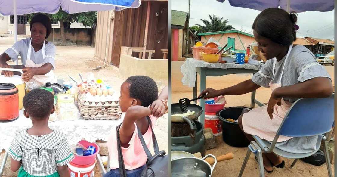 Rebecca Adu Konadu, a graduate from University of Education has impressed many as she becomes a 'koko' seller after being unemployed for years