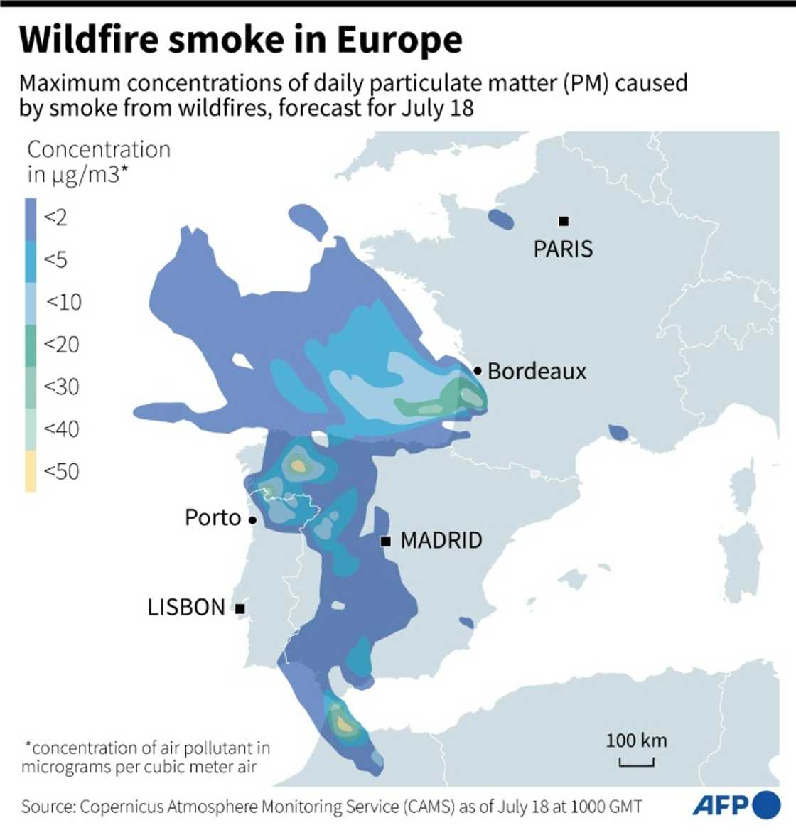 Wildfire smoke in Europe Wildfire smoke in Europe