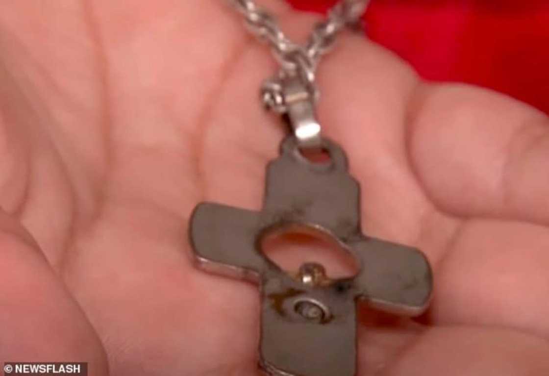 9-year-old boy's life saved by crucifix necklace that stopped stray bullet penetrating his chest 9-year-old boy's life saved by crucifix necklace that stopped stray bullet penetrating his chest