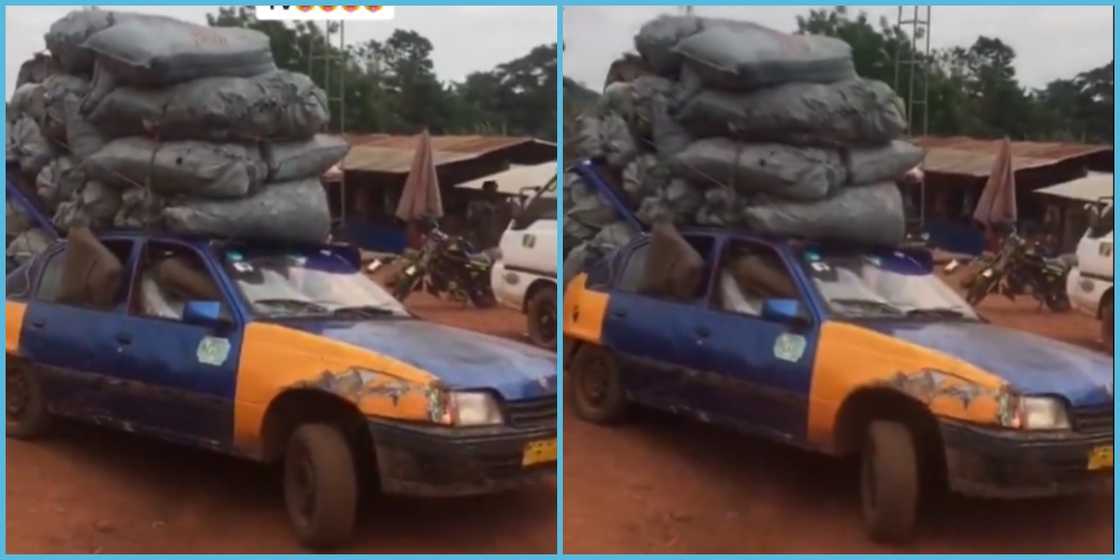 Ghanaian Driver Fills Taxi With 50 Bags Of Charcoal To The Market Ghanaian Driver Fills Taxi With 50 Bags Of Charcoal To The Market