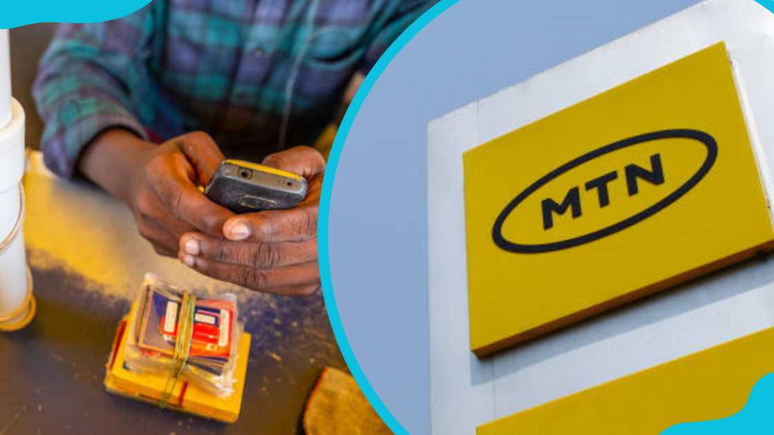 A vendor performs a mobile money transaction on a street-side kiosk in Accra and the MTN sign near the headquarters in Accra A vendor performs a mobile money transaction on a street-side kiosk in Accra and the MTN sign near the headquarters in Accra