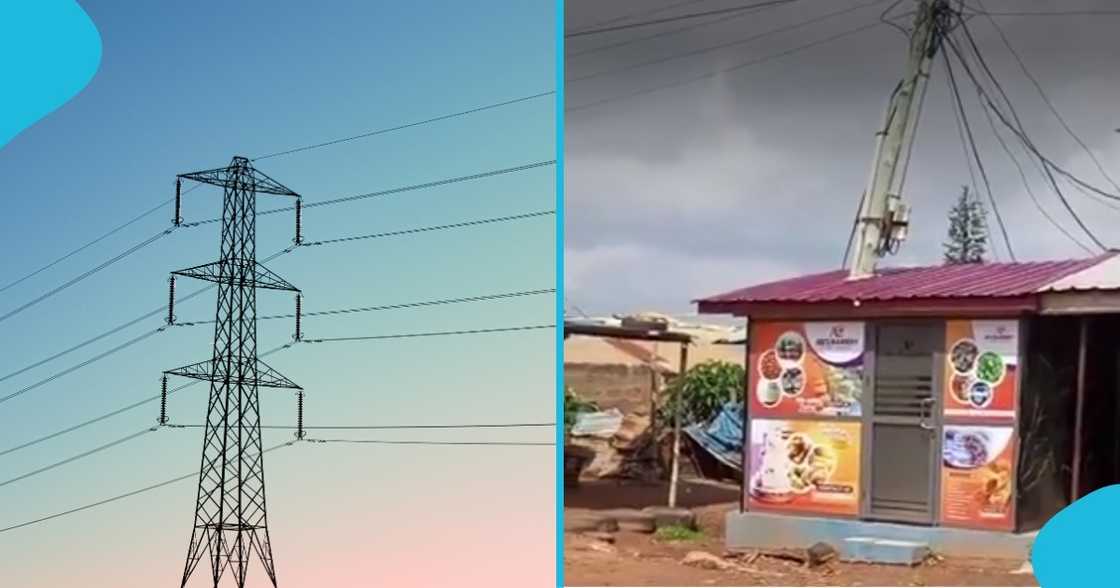 Slanted electricty pole, risky shop set up, ashaiman-washington, ghana trend, ghana news Slanted electricty pole, risky shop set up, ashaiman-washington, ghana trend, ghana news