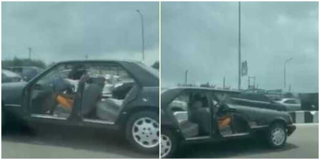 Massive reactions as car without doors is spotted on a busy Lagos road Massive reactions as car without doors is spotted on a busy Lagos road