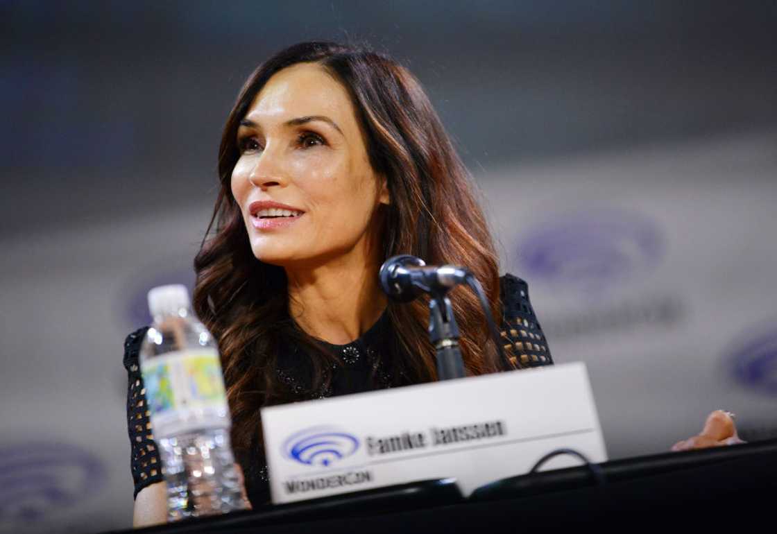Famke Janssen attends a live-action Film Panel at Anaheim Convention Center Famke Janssen attends a live-action Film Panel at Anaheim Convention Center