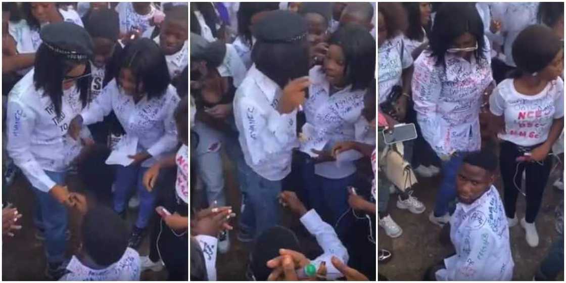 Reactions as fresh graduate collects ring and throws it away as she rejects boyfriend's proposal Reactions as fresh graduate collects ring and throws it away as she rejects boyfriend's proposal
